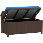 Outsunny Outdoor Wicker Storage Bench with Storage & Cushion, Blue