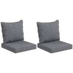 Outsunny Patio Chair Cushions Set of 2 with Seat & Backrest, Fade Resistant Seat Replacement Cushion Set, Gray