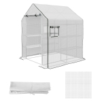 Outsunny 01-0472 Replacement Cover, 55" x 56.25" x 74.75" Walk-in Greenhouse Cover Reinforced Anti-Tear PE Hot House Cover, White
