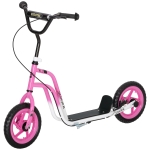 Qaba Kids Scooter, Lightweight Scooter with Adjustable Handlebar, Rear Brake, Kickstand, 12" EVA Wheels, for 5-12 Y, Pink
