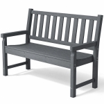 Outsunny 2-Person Garden Bench, HDPE Outdoor Bench with 530 lbs Capacity, Curved Seat for Backyard, Park, Porch, Lawn, Gray
