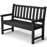 Outsunny 2-Person Garden Bench, HDPE Outdoor Bench with 530 lbs Capacity, Curved Seat for Backyard, Park, Porch, Lawn, Black