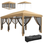 Outsunny 10' x 20' Pop Up Canopy Tent with Netting, Heavy Duty Instant Sun Shelter, Large Tents for Parties with Carry Bag, Beige