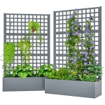 Outsunny Galvanized Raised Garden Bed Planter Box with Trellis for Climbing Plants, Vegetable, Vines, 43" x 16" x 70", Gray