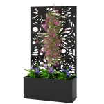 Outsunny Metal Garden Bed with Trellis for Climbing Plants, Freestanding or Wall Mounted Flower Bed for Garden, Patio, Balcony