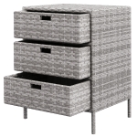 Outsunny Patio PE Rattan Storage Cabinet, Wicker Pool Cabinet Organizer, Outdoor Towel Rack for Pool with 3 Drawers, Gray