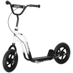 Qaba Kids Scooter, Lightweight Scooter with Adjustable Handlebar, Rear Brake, Kickstand, 12" EVA Wheels, for 5-12 Y, White