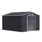 Outsunny 11' x 9' Outdoor Storage Shed, Garden Tool Metal Shed with Foundation Kit, Double Lockable Door, Air Vents and Sloping Roof, for Backyard, Patio, Lawn, Dark Gray