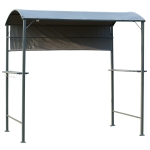Outsunny 7FT Grill Gazebo BBQ Canopy with Sun Shade Panel Side Awning, 2 Exterior Serving Shelves, 5 Hooks