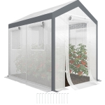 Outsunny Outdoor Walk-In Tunnel Greenhouse with Roll-up Windows, Zippered Mesh Door, & Weather Cover,  8' x 6' x 7.4'