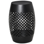 Outsunny 12" Steel Outdoor Side Table, Round Hollow Drum Patio End Table, Accent Table for Indoor and Outdoor, Black