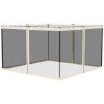 Outsunny Replacement Mosquito Netting for Gazebo 10' x 12' Black Screen Walls for Canopy with Zippers, White