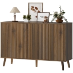 HOMCOM Buffet Cabinet with Storage, Modern Fluted Sideboard with Adjustable Shelves for Dining Room Living Room, Dark Brown