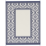 Outsunny Reversible Outdoor Rug, Waterproof Plastic Straw with Carry Bag, 8' x 10', Blue & White Gourd Border
