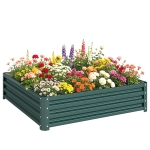 Outsunny Galvanized Raised Garden Bed, 4' x 4' x 1' Metal Planter Box, for Growing Vegetables, Flowers, Herbs, Succulents, Green