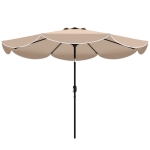 Outsunny 9' x 9' Round Market Umbrella with Valance, Patio Umbrella with Tilt and Crank, for Garden, Deck, Poolside, Khaki