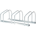 HOMCOM 3-Bike Bicycle Floor Parking Rack Cycling Storage Stand Ground Mount Garage Organizer for Indoor and Outdoor Use Silver