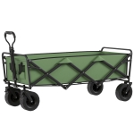 Outsunny 130L Folding Garden Cart with Wheels, Heavy-Duty Collapsible Wagon with Brakes, Green