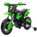 Qaba 12V Kids Electric Motorcycle, Ride on Motorcycle with Training Wheels, Rear Suspension, Horn for 3-6 Years, Green
