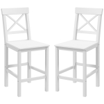 HOMCOM Counter Height Stools Set of 2, Farmhouse Bar Stools with Backs, Solid Wood Counter Stools for Kitchen Island White