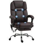 Vinsetto Massage Office Chair, Reclining Executive Office Chair with 6-Point Vibration, Footrest and High Back, Dark Brown