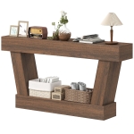 HOMCOM 63 Inch Vintage Console Table, Narrow Entryway Table with Open Shelf for Living Room, Brown