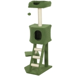 PawHut 47" Tall Cat Tree Tower with Condo, Ladder, Scratching Posts and Hanging Ball, Green