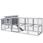 PawHut Large Chicken Coop, Wooden Hen House with Covered Run, Nesting Box, Pull-Out Tray, Opening Asphalt Roof