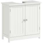 HOMCOM 24" Under Sink Storage Cabinet with 2 Doors and Shelves, Pedestal Sink Bathroom Vanity Furniture, White