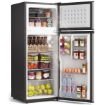 HOMCOM 7.7 Cu. Ft. Mini Fridge with Freezer, Compact Refrigerator with Adjustable Thermostat, Reversible Door, Silver