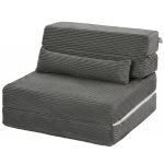 HOMCOM Floor Chair with Back Support Four-Fold Floor Gaming Chair Side Pockets Pillow Floor Seat Sofa Bed, Dark Grey