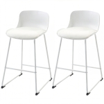 HOMCOM Modern Bar Stools Set of 2, PU Leather Barstools, Counter Height Kitchen Chairs for Breakfast Bars, Dining Room, White