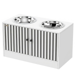PawHut Elevated Dog Bowls with Storage Cabinet,  2 Stainless Steel Bowls, Slow Feeder, Dog Feeding Station for Large Dogs, White