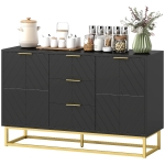 HOMCOM Sideboard Storage Cabinet with 3 Drawers, Adjustable Shelves and Doors, Kitchen Buffet Cabinet for Dining Room, Black