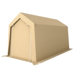 Outsunny 7' x 12' Outdoor Storage Shed Portable Garage with Roll-up Door for Motorcycle, Bike, Garden Tools, Beige