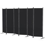 HOMCOM 6 Panel Room Divider, 6 Ft Folding Privacy Screen, Portable Freestanding Partition Wall Divider, Black