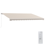 Outsunny 16'x10' Electric Retractable Awning Sunshade Shelter with Remote Controller & Crank Handle for Deck Balcony Yard, Cream