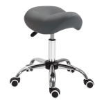 HOMCOM Ergonomic Rolling Saddle Stool PU Leather Hydraulic Spa Stool Height Adjustable Swivel Drafting Salon Chair, Gray