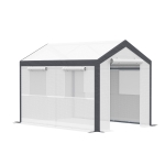 Outsunny 10' x 7' x 7' Greenhouse, Walk-in Outdoor Tunnel Green House with PE Cover, Steel Frame, White