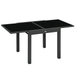 Outsunny 63" Extendable Outdoor Dining Table Patio Table with Aluminum Frame and Tempered Glass Tabletop, Black