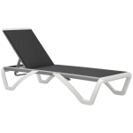 Outsunny Outdoor Chaise Lounge Chair, Patio Aluminum Tanning Chair with 5-Level Adjustable Back, Portable Wheels, Breathable Mesh Fabric, for Pool, Deck,  Garden, Black