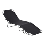 Outsunny Outdoor Folding Chaise Lounge, Reclining Lounge Chair with Adjustable Backrest and Breathable Mesh Fabric, Black