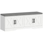 HOMCOM Shoe Bench with Cushion Shoe Storage Bench with Doors Adjustable Shelves for Entryway, White