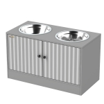 PawHut Elevated Dog Bowls with Storage Cabinet,  2 Stainless Steel Bowls, Slow Feeder, Dog Feeding Station for Large Dogs, Gray