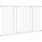 PawHut Baby Gate, Pet Safety Gate Pressure Fit, 30"-51" Wide with Two-Way Open, Auto-Close for Stair, Doorways, Hallways, Black