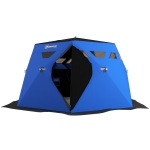 Outsunny 4 Person Insulated Ice Fishing Shelter, Pop-Up Portable Ice Fishing Tent with Carry Bag and Two Doors for -22℉, Blue