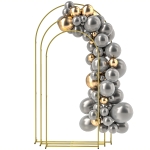 Outsunny Metal Arch Backdrop Stand Set of 3, 7/6.5/6 ft Wedding Arch Frame, Balloon Backdrop Arch Stand Set, Gold