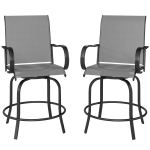 Outsunny Outdoor Bar Stools Set of 2, 360° Swivel Bar Height Chairs, 26.75" x 29.5" x 48.5", Gray