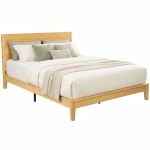 HOMCOM Queen Size Bamboo Platform Bed Frame with Headboard and 12 Poplar Slats, No Box Spring Needed, Easy Assembly, Natural