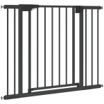 PawHut Baby Gate, Pet Safety Gate Pressure Fit, 30"-40" Wide with Two-Way Open, Auto-Close for Stair, Doorways, Hallways, Black